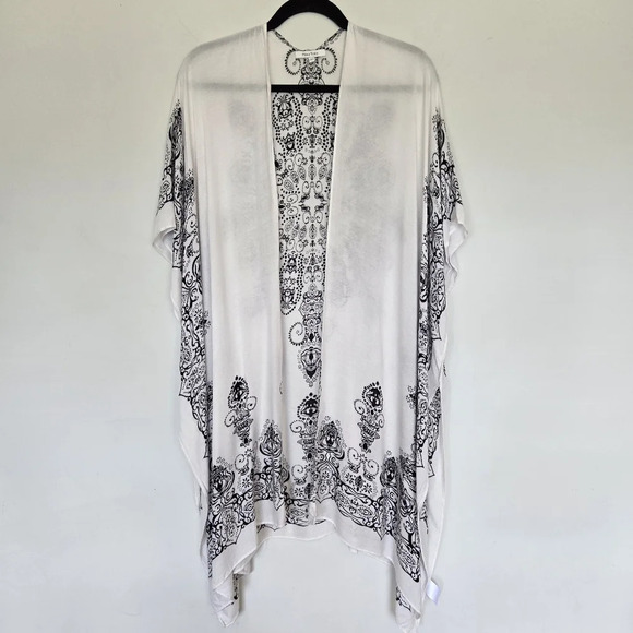 Moss Rose Beach Cover Up Swimsuit Kimono Boho Floral Print Resortwear One Size - Picture 5 of 12